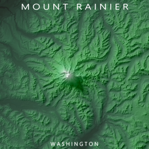 Mount Rainier Exaggerated Relief Map Download