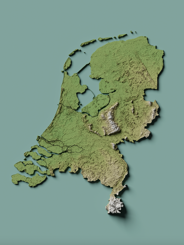 Netherlands Exaggerated Relief Map Download