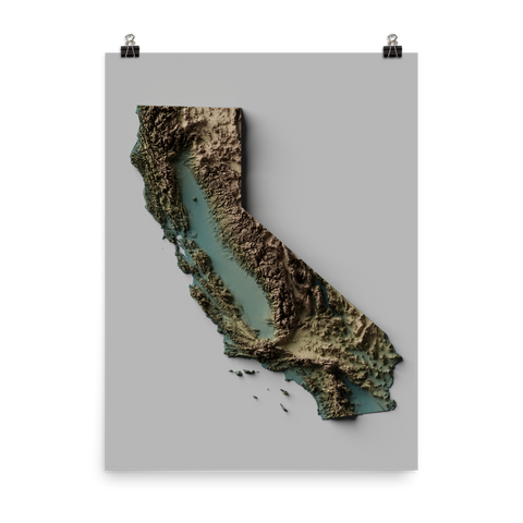 California Exaggerated Relief Map