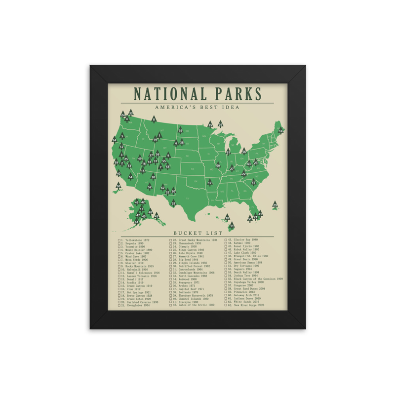 National Park Checklist Map Poster Updated All 63 Zack S Map Shop   6d26d94d0beb700f25cd27cde9b60fc1 Preview 1024x1024 