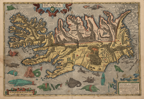 Ortelius' Sea Monster Map of Iceland