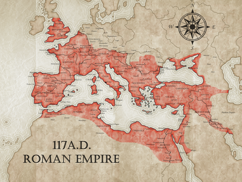 Roman Empire 117 AD Vintage Style Map Download