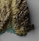 France Exaggerated Relief Map