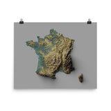 France Exaggerated Relief Map
