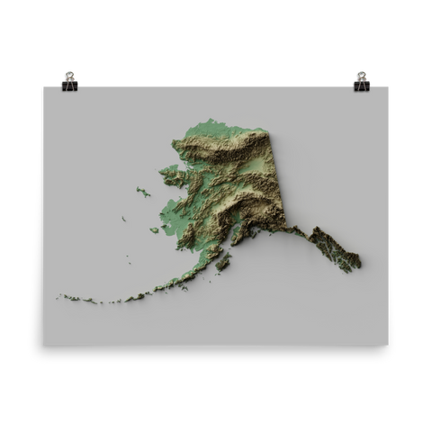 Alaska Exaggerated Relief Map