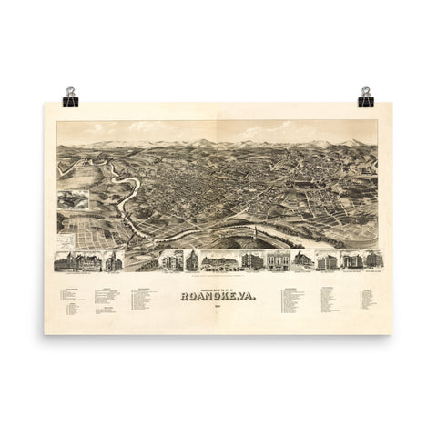 Roanoke, Virginia 1891 Map