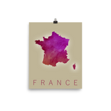 France Purple Watercolor Poster