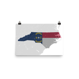 North Carolina Physical Map Flag Poster