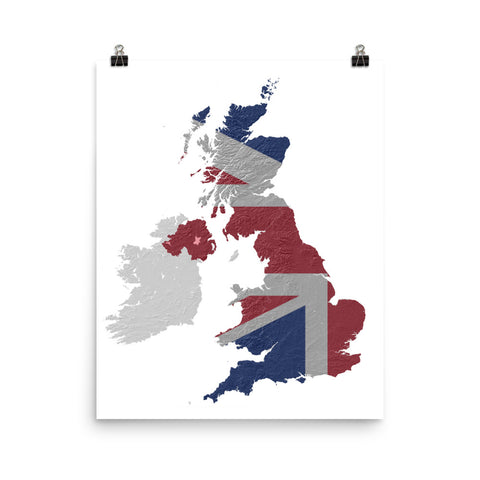 United Kingdom Relief Map Flag