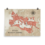 Roman Empire 117 AD Vintage Style Map Poster