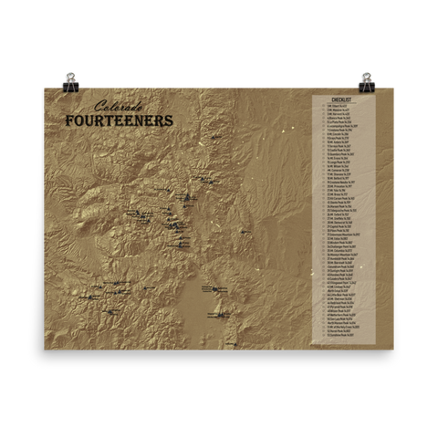 Colorado 14ers Topographic Checklist Map