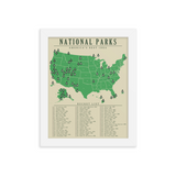 National Park Checklist Map Poster | Updated All 63